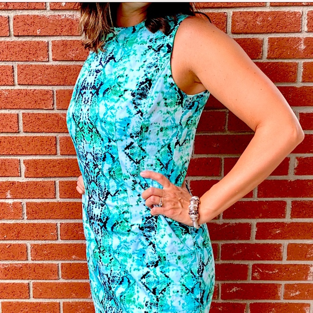 Teal snake skin print dress by Liz Claiborne